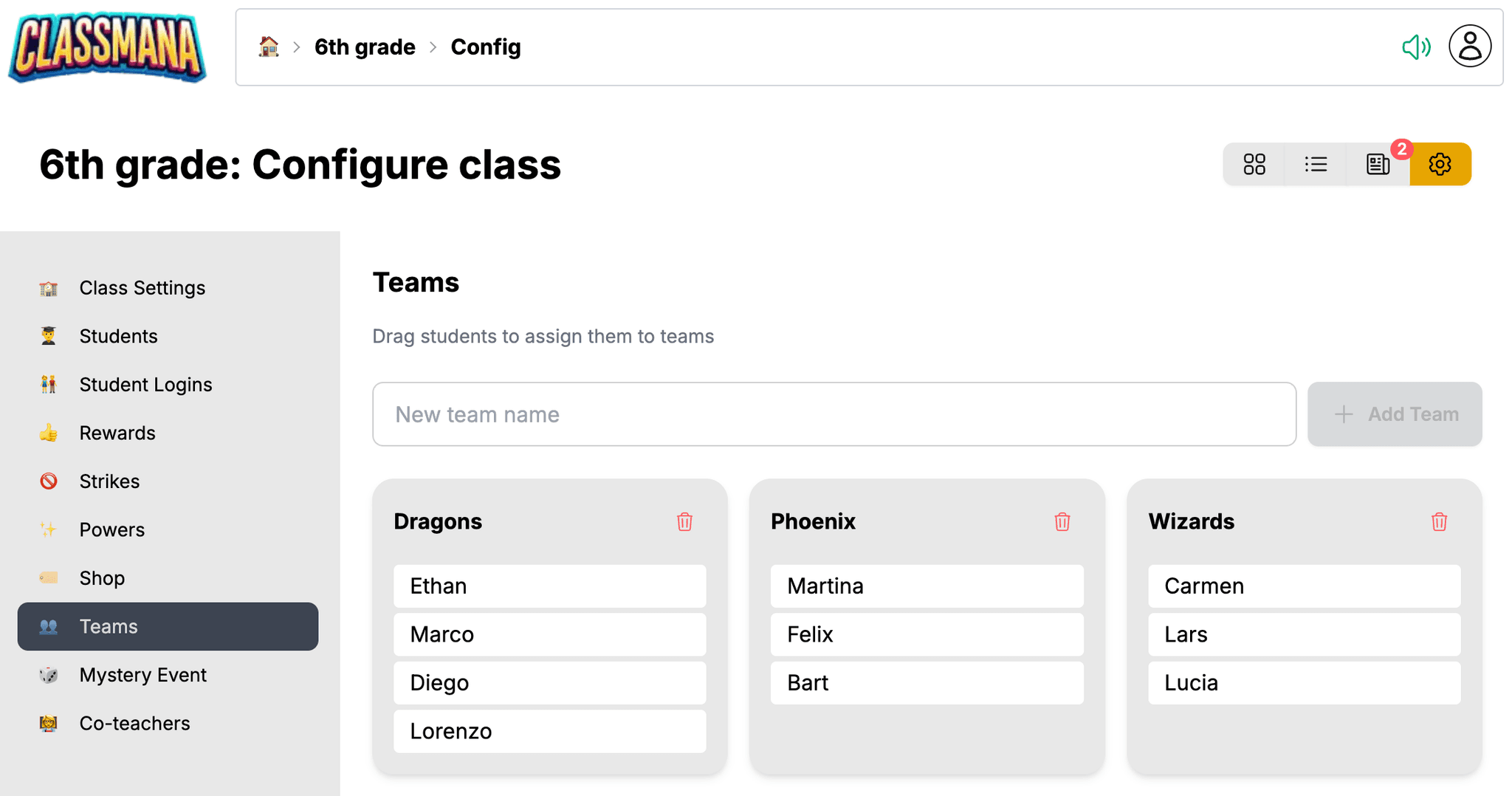 Teams-Konfiguration