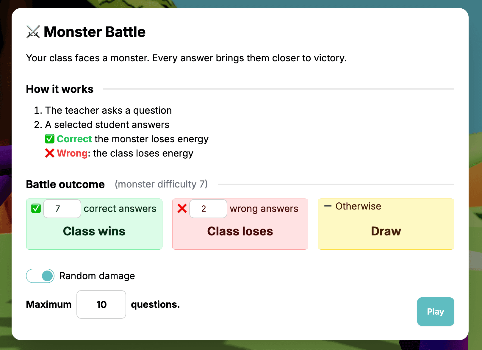 Monster Battle Konfiguration